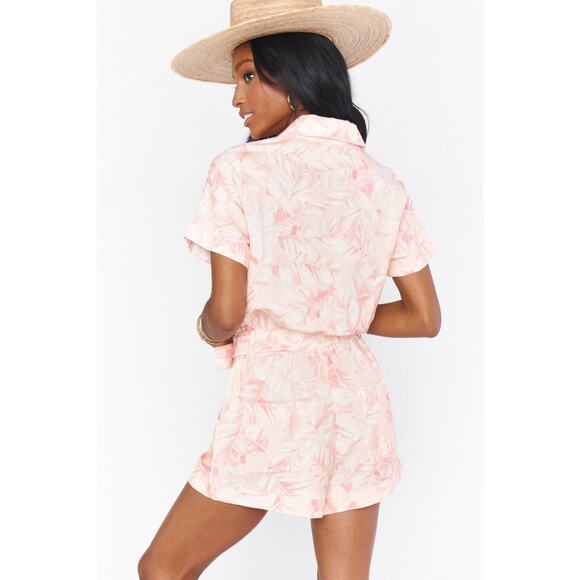 Show Me Your Mumu Bexley Tropical Resort Linen Blend Romper Missing Belt Small - Picture 2 of 12